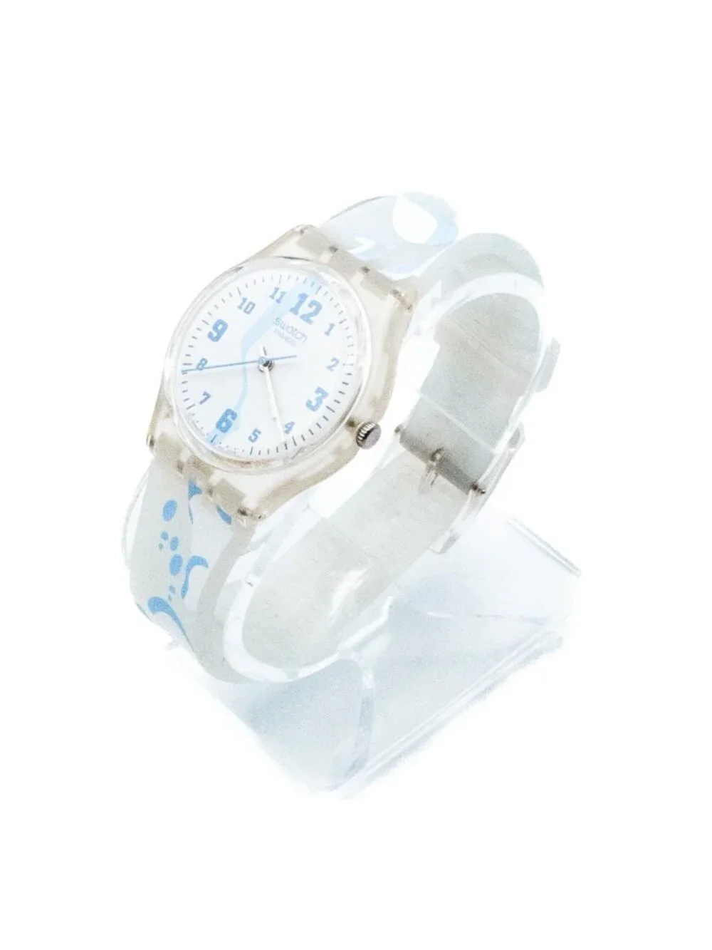 Rare Swatch Gent Access Snowpass Fresh Breeze SKK130 Clear Blue Unisex Watch